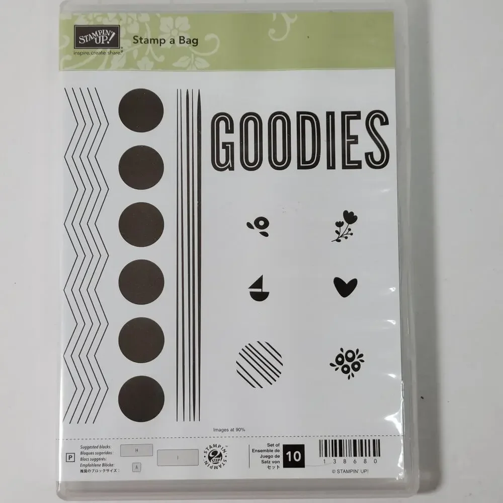 Retired Stampin Up STAMP A BAG Photopolymer Stamp Set Heart Boat Flower Goodies